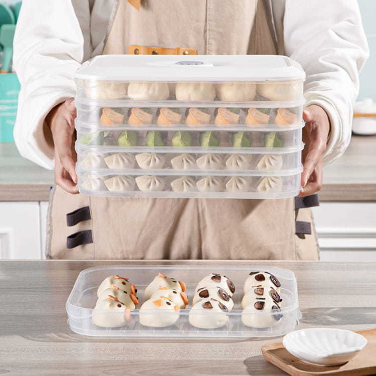 饺子盒带盖 多层高透明大容量塑料速冻盒 可叠放